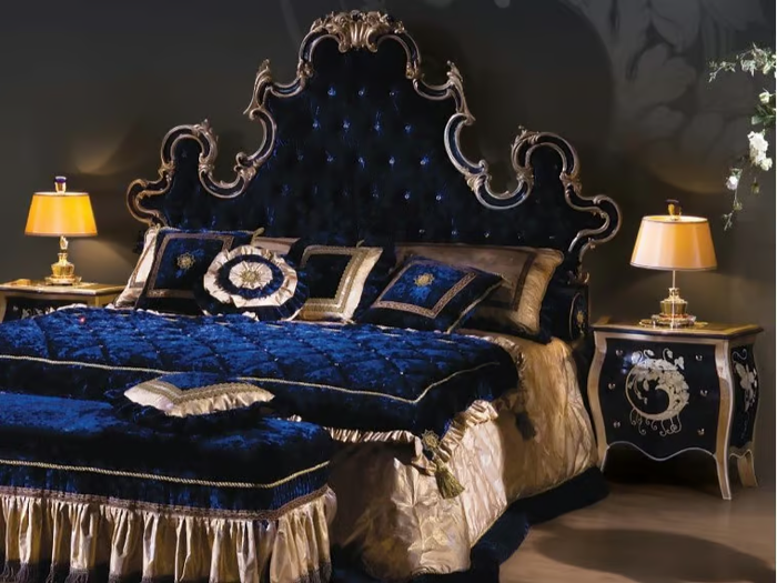 3150 - Velvet double bed with tufted headboard _ Bellotti Ezio